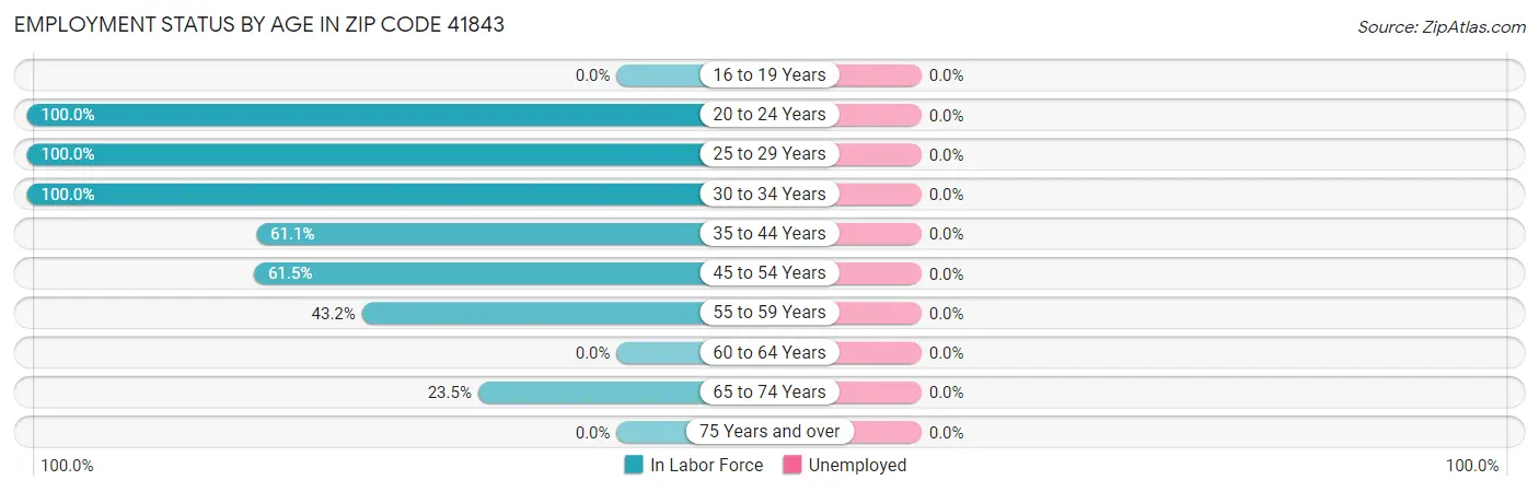 Employment Status by Age in Zip Code 41843