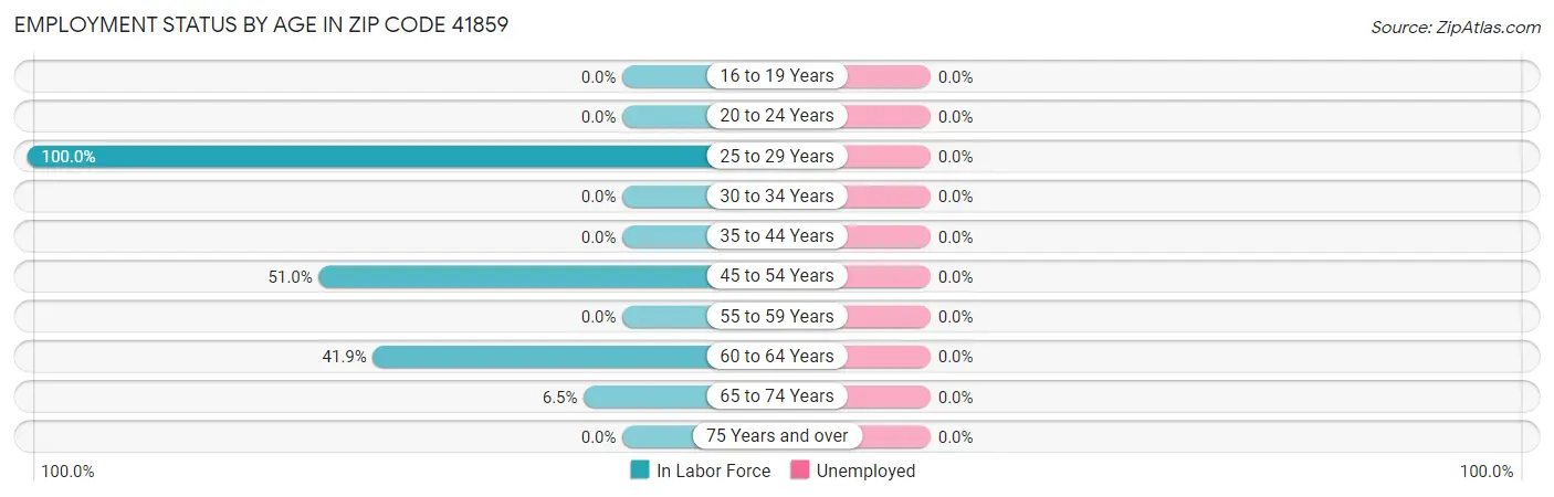 Employment Status by Age in Zip Code 41859