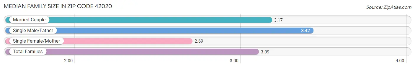 Median Family Size in Zip Code 42020