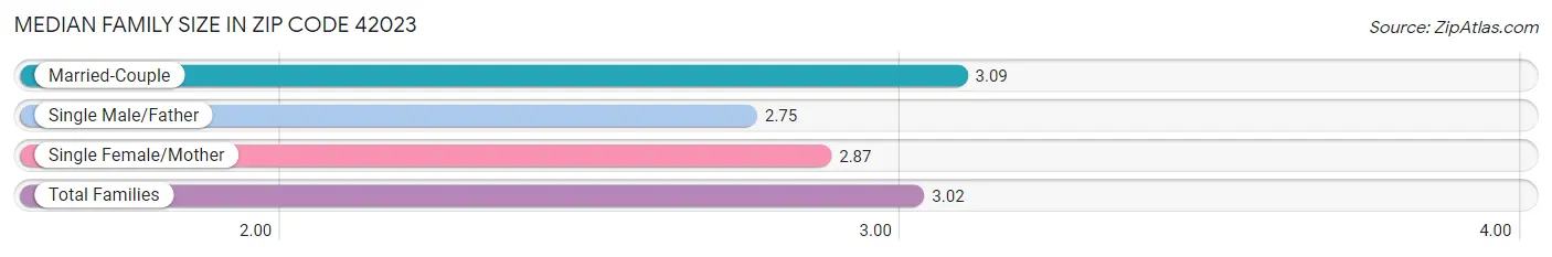 Median Family Size in Zip Code 42023