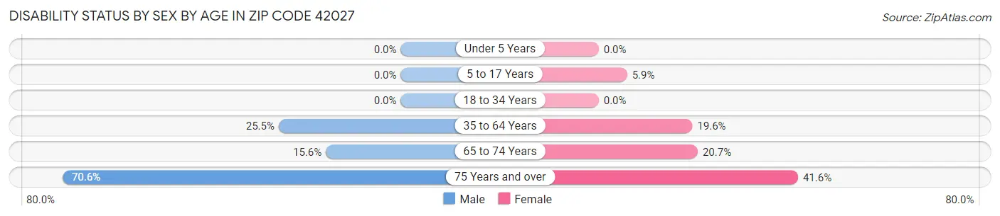 Disability Status by Sex by Age in Zip Code 42027