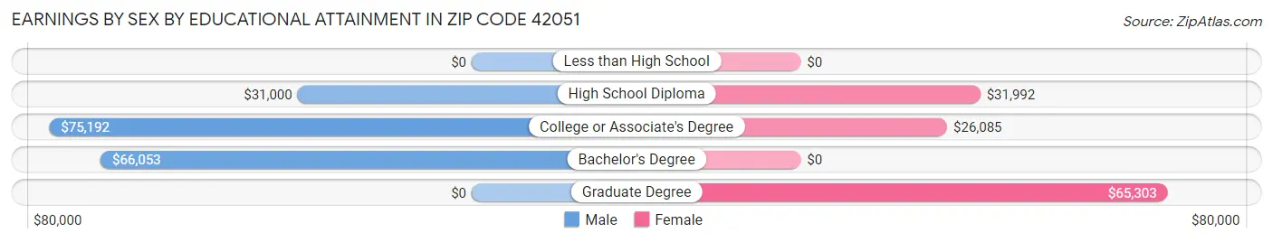 Earnings by Sex by Educational Attainment in Zip Code 42051