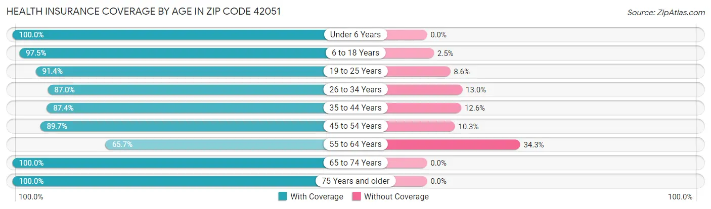 Health Insurance Coverage by Age in Zip Code 42051