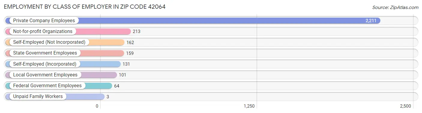 Employment by Class of Employer in Zip Code 42064