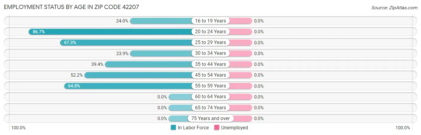Employment Status by Age in Zip Code 42207