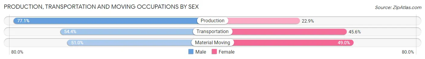 Production, Transportation and Moving Occupations by Sex in Zip Code 42211