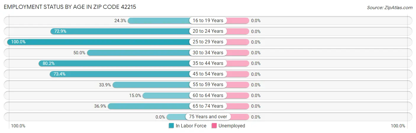 Employment Status by Age in Zip Code 42215