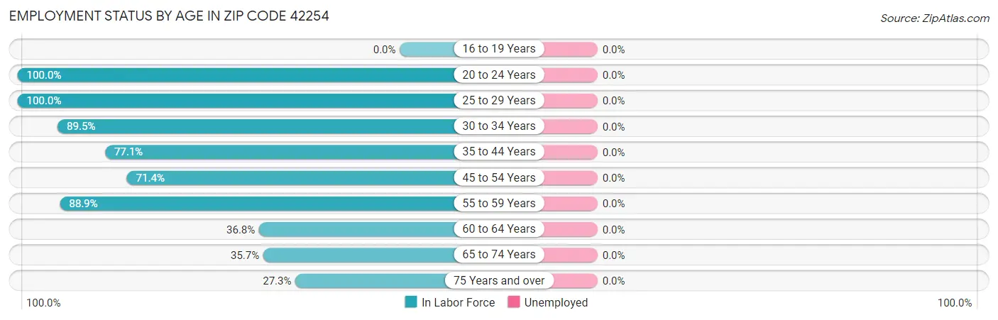 Employment Status by Age in Zip Code 42254