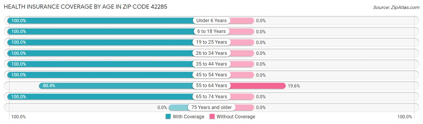 Health Insurance Coverage by Age in Zip Code 42285