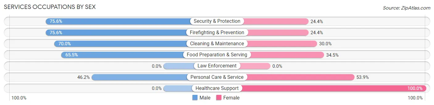 Services Occupations by Sex in Zip Code 42327