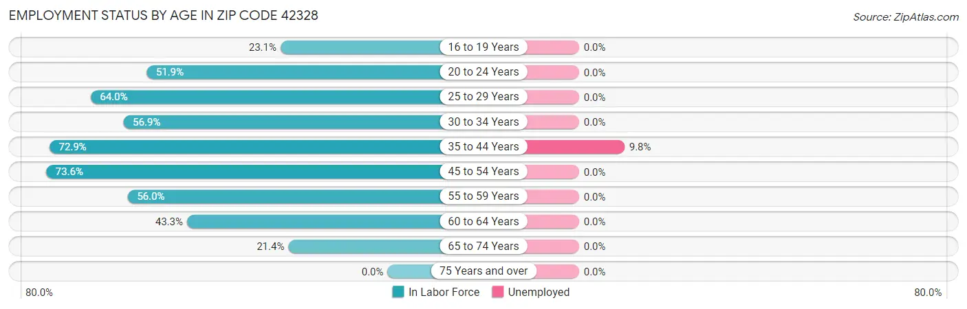 Employment Status by Age in Zip Code 42328