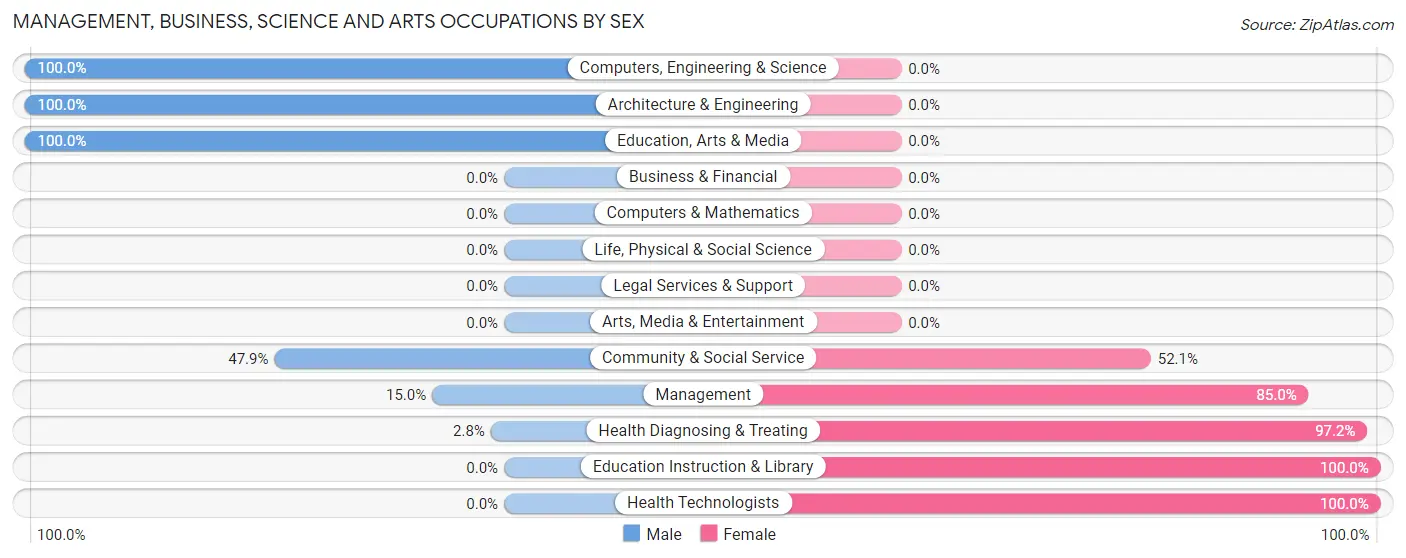 Management, Business, Science and Arts Occupations by Sex in Zip Code 42343