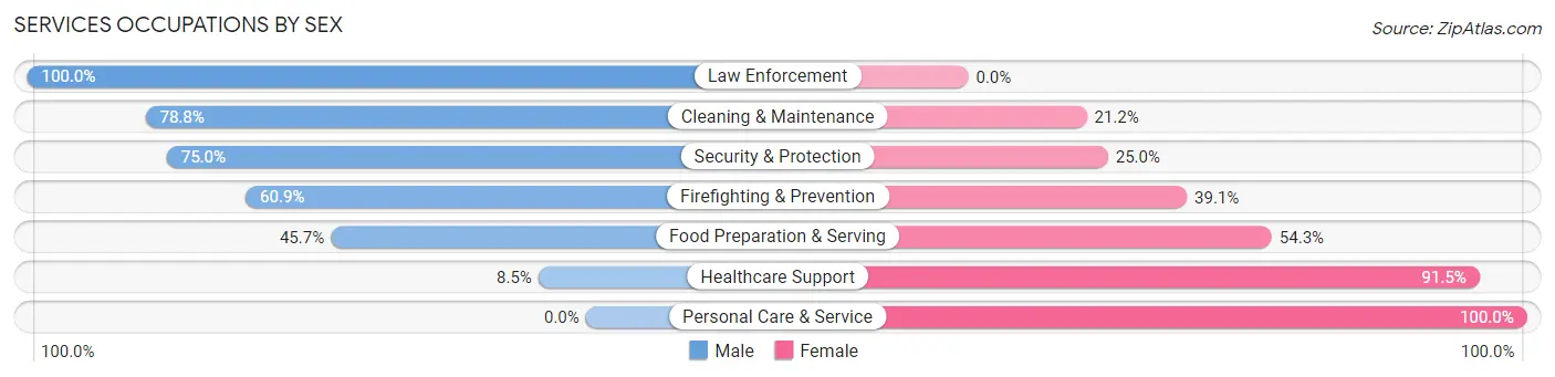 Services Occupations by Sex in Zip Code 42347