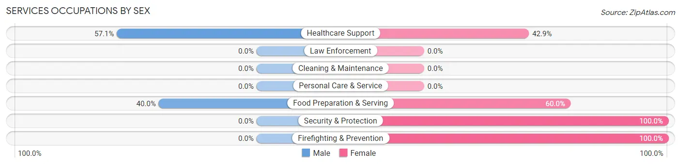 Services Occupations by Sex in Zip Code 42369