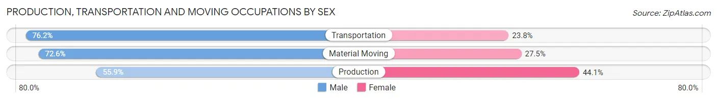 Production, Transportation and Moving Occupations by Sex in Zip Code 42437