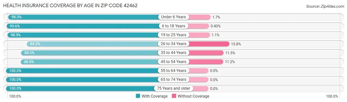 Health Insurance Coverage by Age in Zip Code 42462