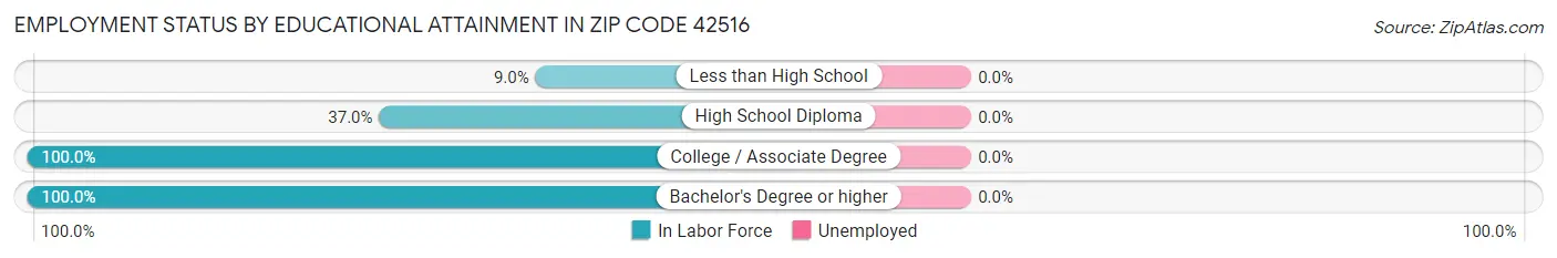 Employment Status by Educational Attainment in Zip Code 42516