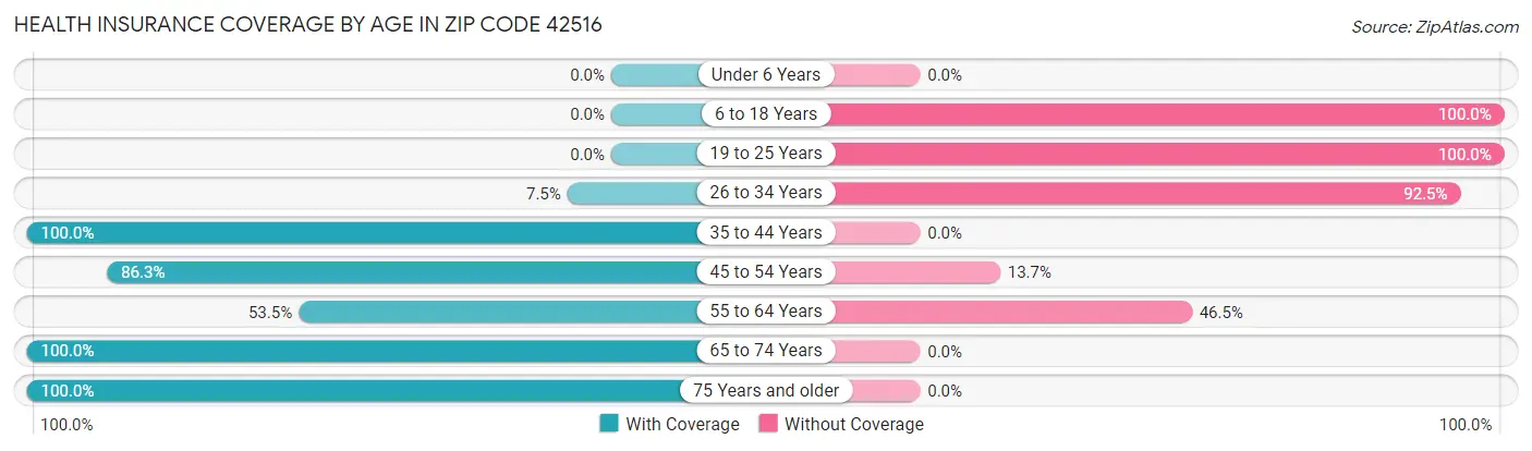 Health Insurance Coverage by Age in Zip Code 42516