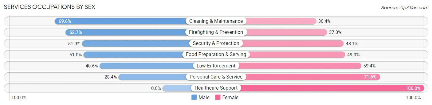 Services Occupations by Sex in Zip Code 42633