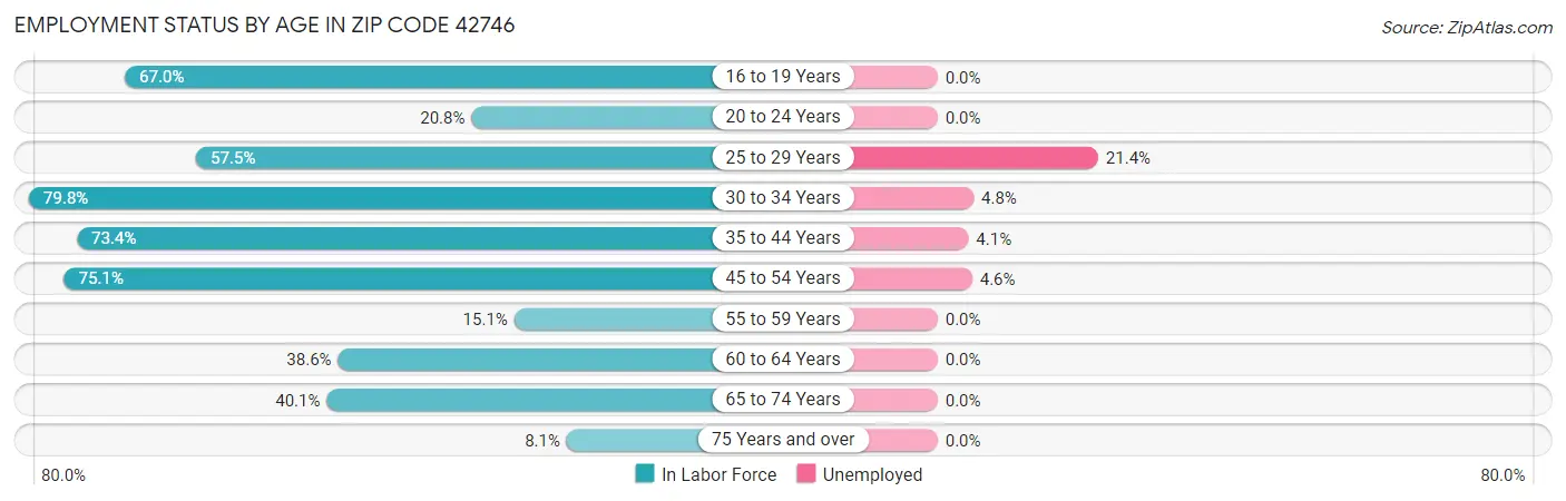 Employment Status by Age in Zip Code 42746