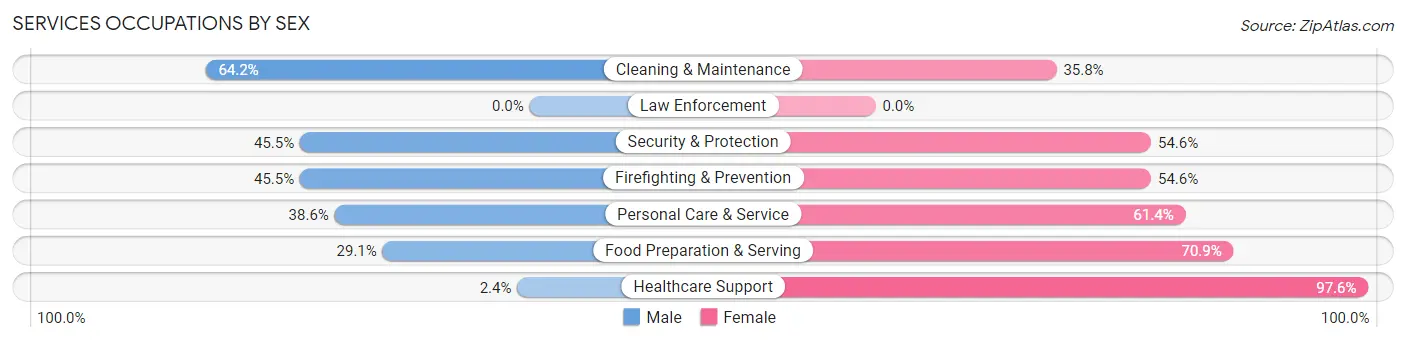 Services Occupations by Sex in Zip Code 42765