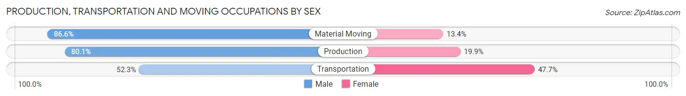 Production, Transportation and Moving Occupations by Sex in Zip Code 43017
