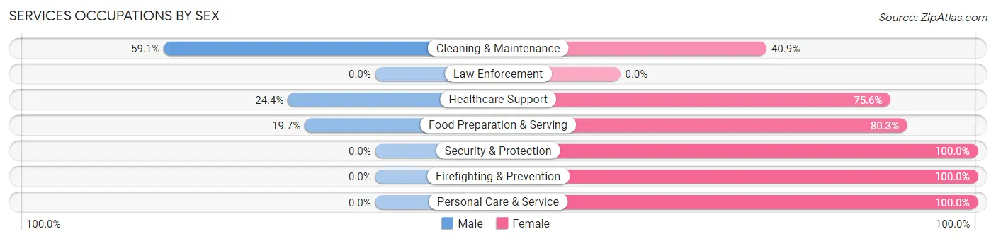 Services Occupations by Sex in Zip Code 43019