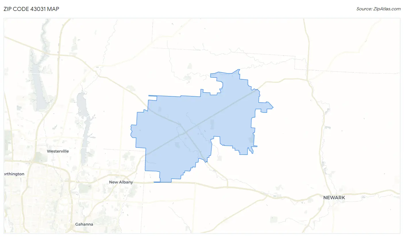 Zip Code 43031 Map