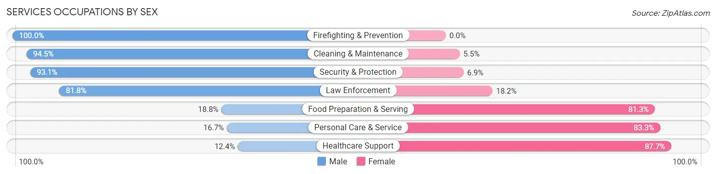 Services Occupations by Sex in Zip Code 43031