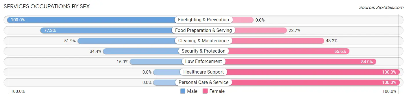 Services Occupations by Sex in Zip Code 43045