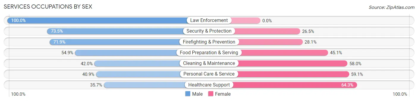 Services Occupations by Sex in Zip Code 43046