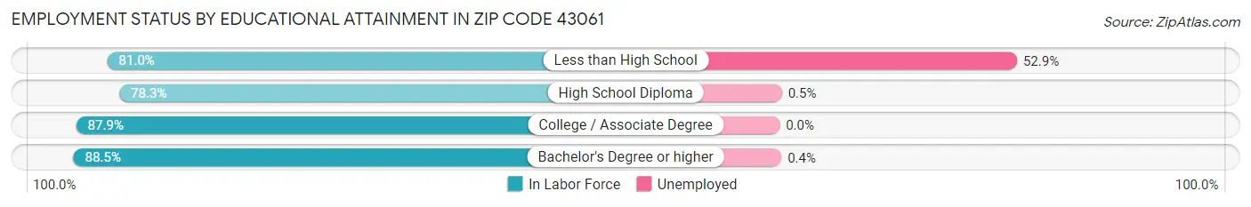 Employment Status by Educational Attainment in Zip Code 43061