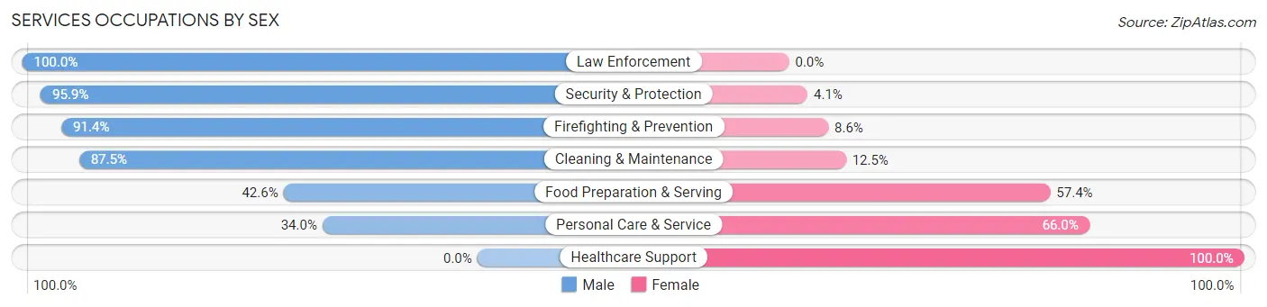 Services Occupations by Sex in Zip Code 43074