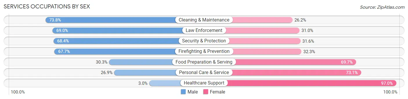 Services Occupations by Sex in Zip Code 43078