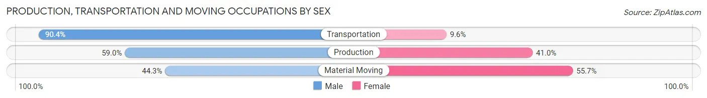 Production, Transportation and Moving Occupations by Sex in Zip Code 43105