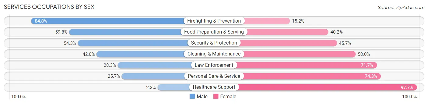 Services Occupations by Sex in Zip Code 43110