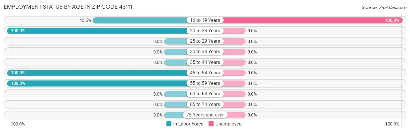 Employment Status by Age in Zip Code 43111
