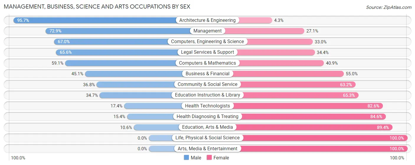 Management, Business, Science and Arts Occupations by Sex in Zip Code 43140