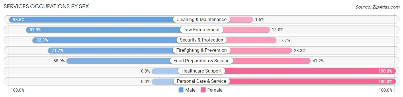 Services Occupations by Sex in Zip Code 43146