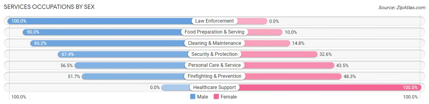 Services Occupations by Sex in Zip Code 43150