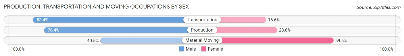 Production, Transportation and Moving Occupations by Sex in Zip Code 43221
