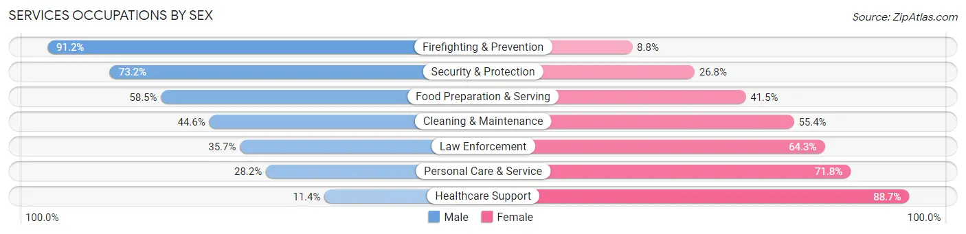 Services Occupations by Sex in Zip Code 43232