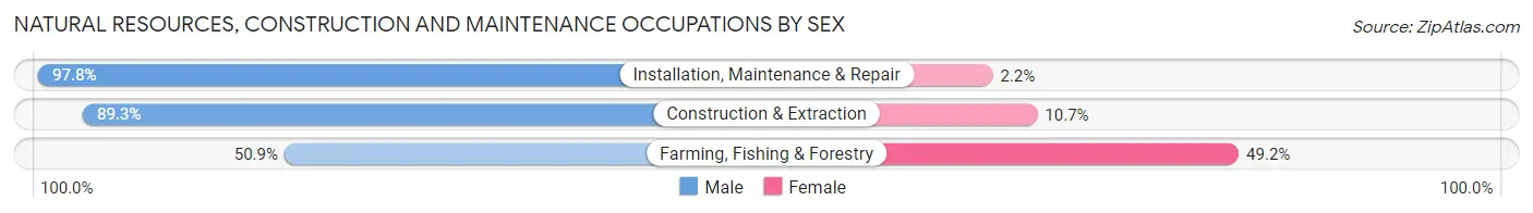 Natural Resources, Construction and Maintenance Occupations by Sex in Zip Code 43302