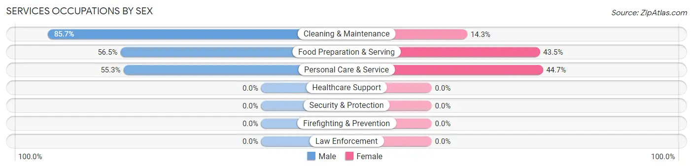 Services Occupations by Sex in Zip Code 43320