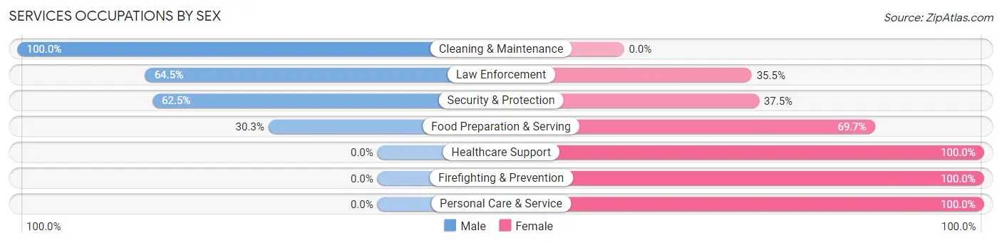 Services Occupations by Sex in Zip Code 43324