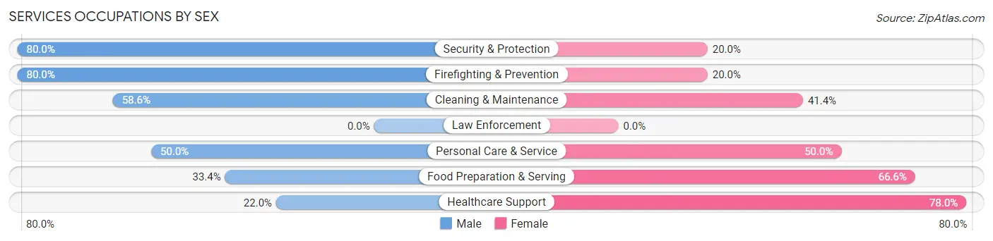 Services Occupations by Sex in Zip Code 43326