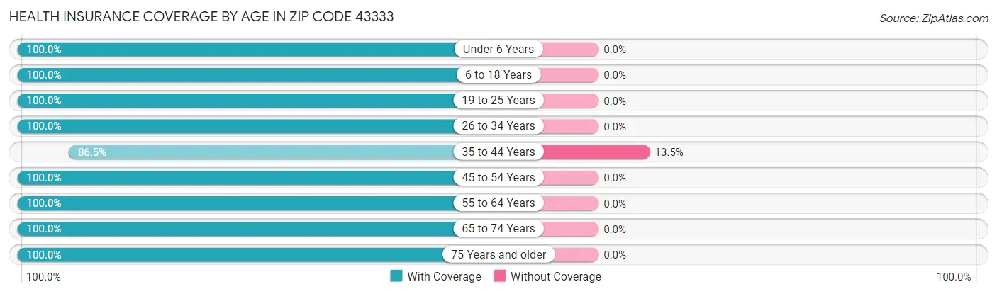 Health Insurance Coverage by Age in Zip Code 43333