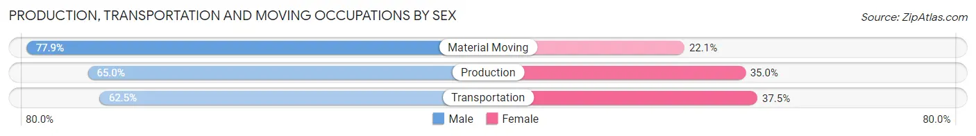 Production, Transportation and Moving Occupations by Sex in Zip Code 43340