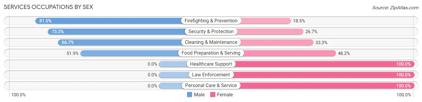 Services Occupations by Sex in Zip Code 43340