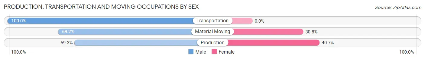 Production, Transportation and Moving Occupations by Sex in Zip Code 43343